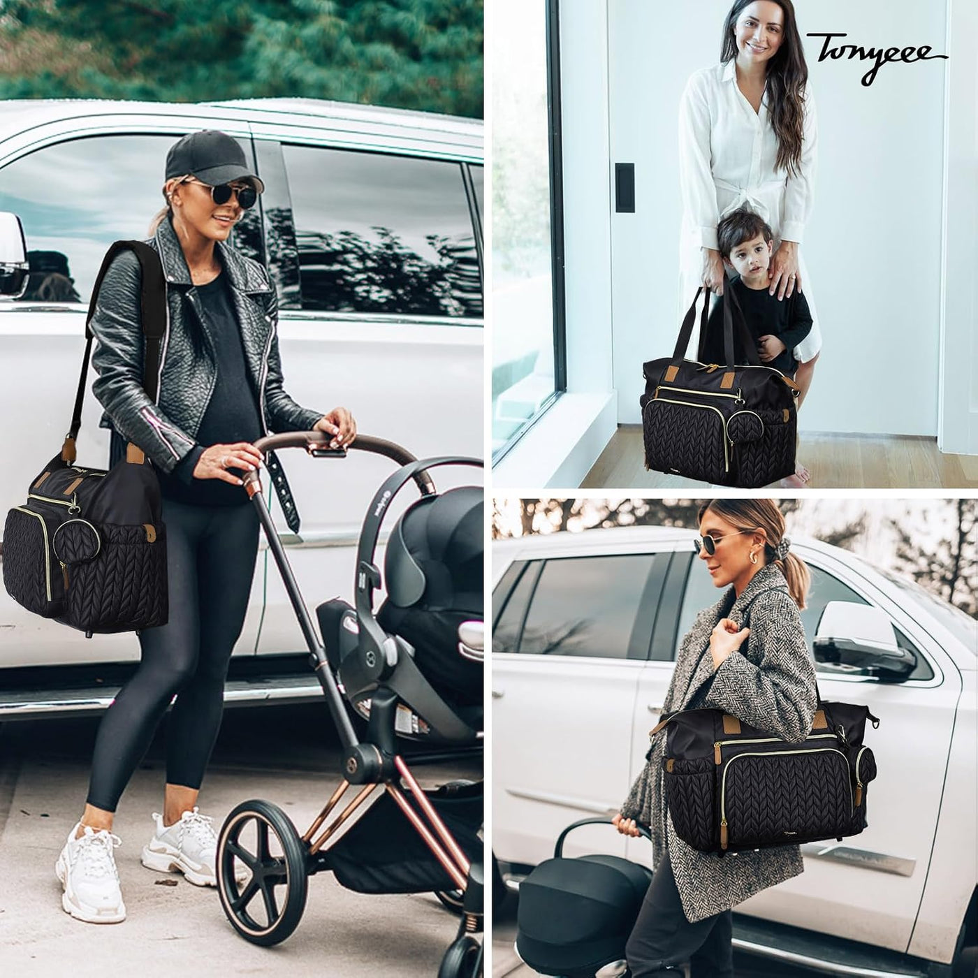 Tonyeee - Bolso para pañales, gran bolsa de pañales impermeable, bo...