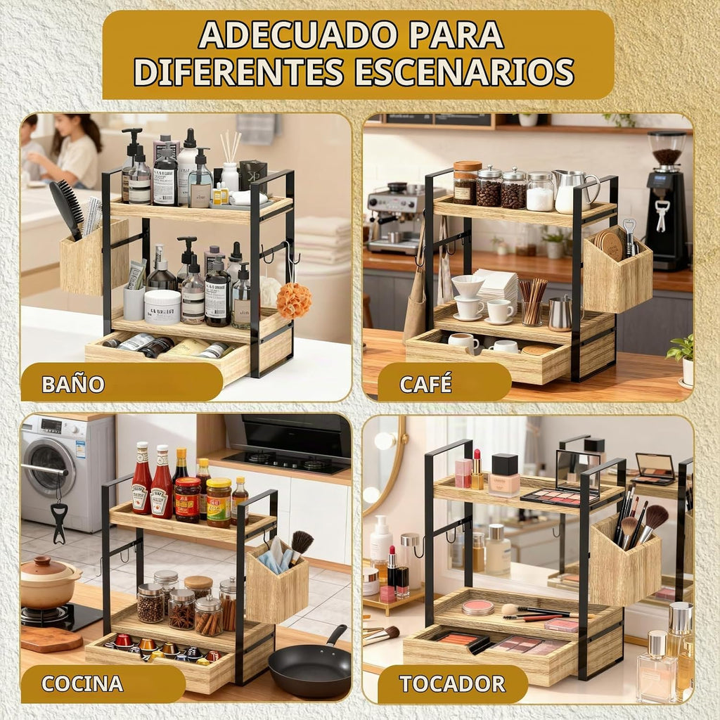 Organizadores de mostrador de baño de 2 niveles y almacenamiento, o...