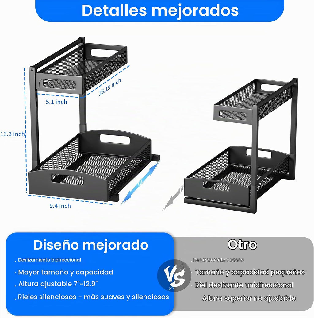Petiza Organizador para debajo del fregadero, paquete de 2 organiza...