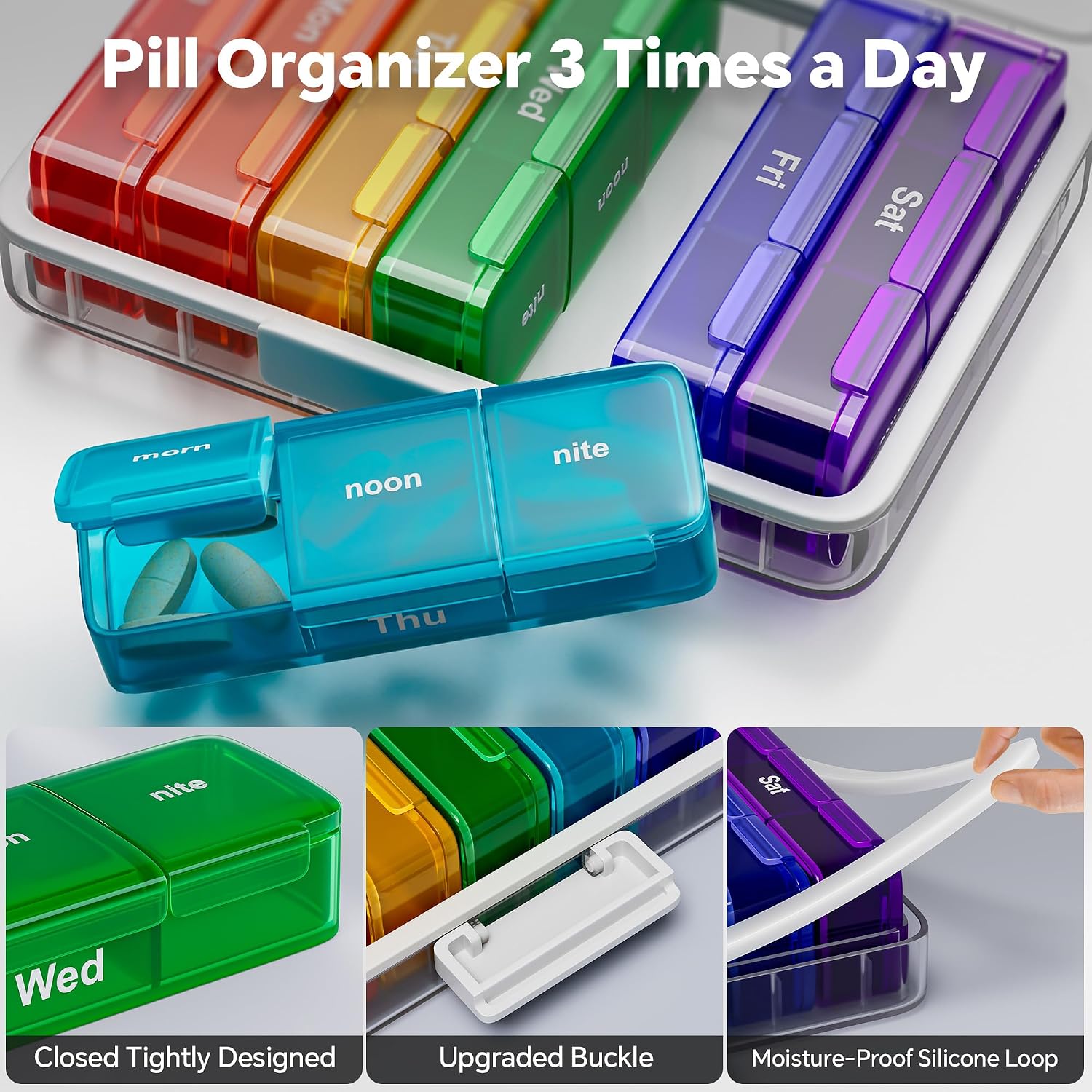 CTIME Organizador de medicamentos de 3 niveles con pastillero portá...