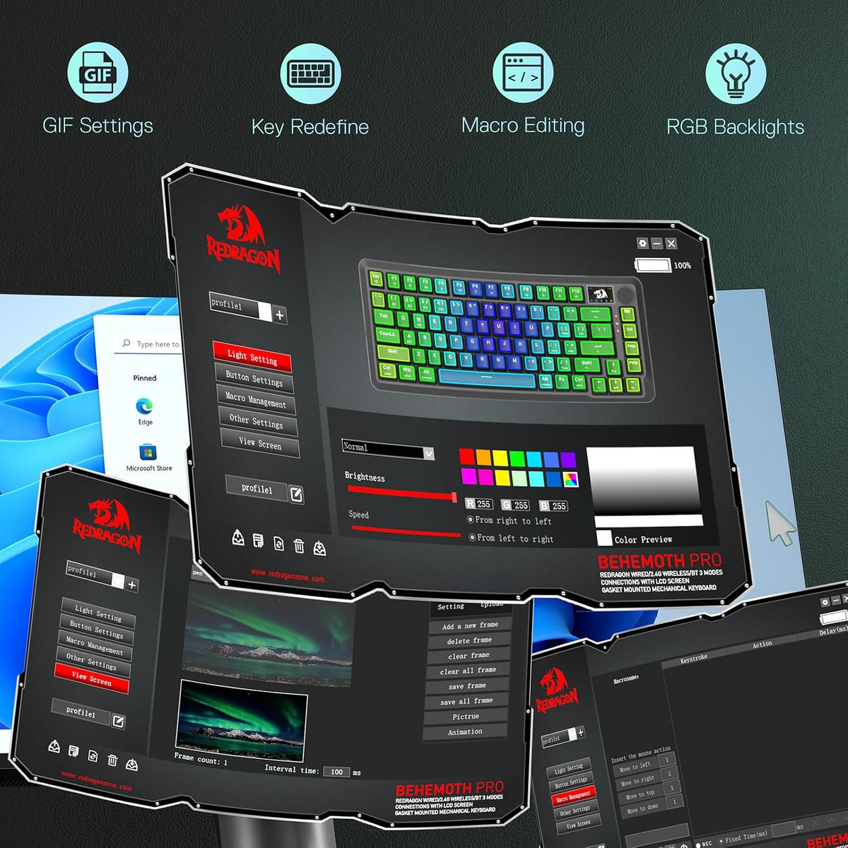 Redragon K724 PRO Teclado inalámbrico de 81 teclas para juegos, pan...