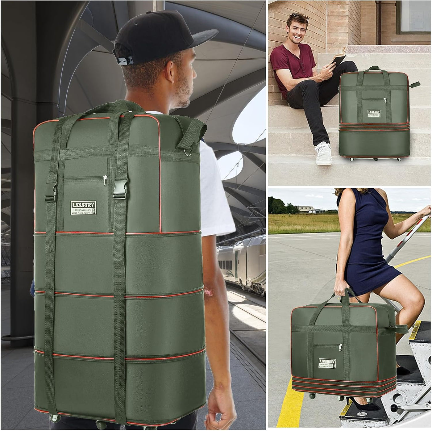 kooldaiwangwang Bolsa de viaje con ruedas, expandible, plegable, bo...