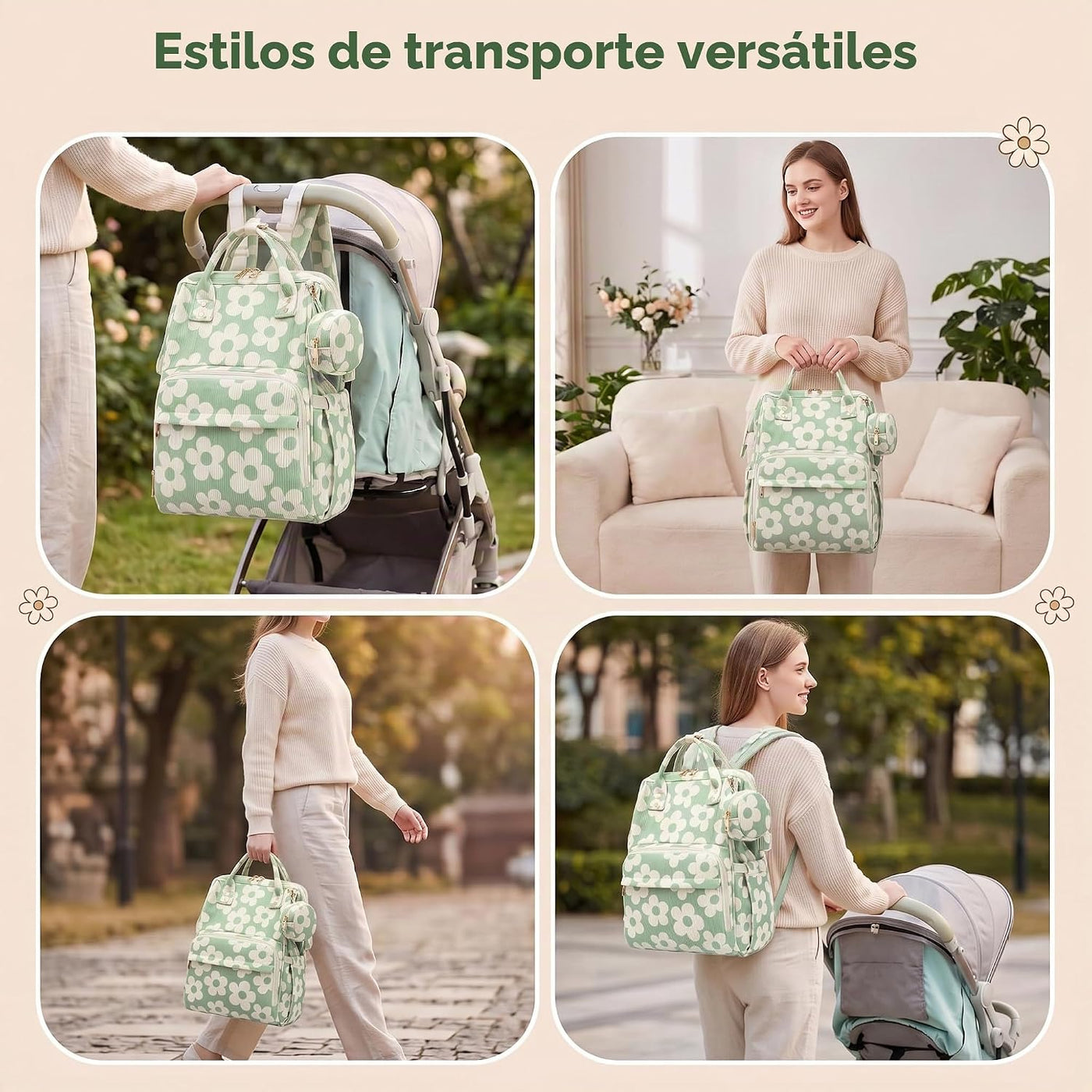 Lrenagao Mochila para pañales de bebé para mamá y papá, bolsa de pa...