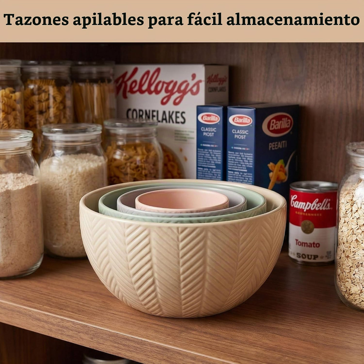Juego de tazones de cerámica para mezclar de 4 piezas, tazones nido...