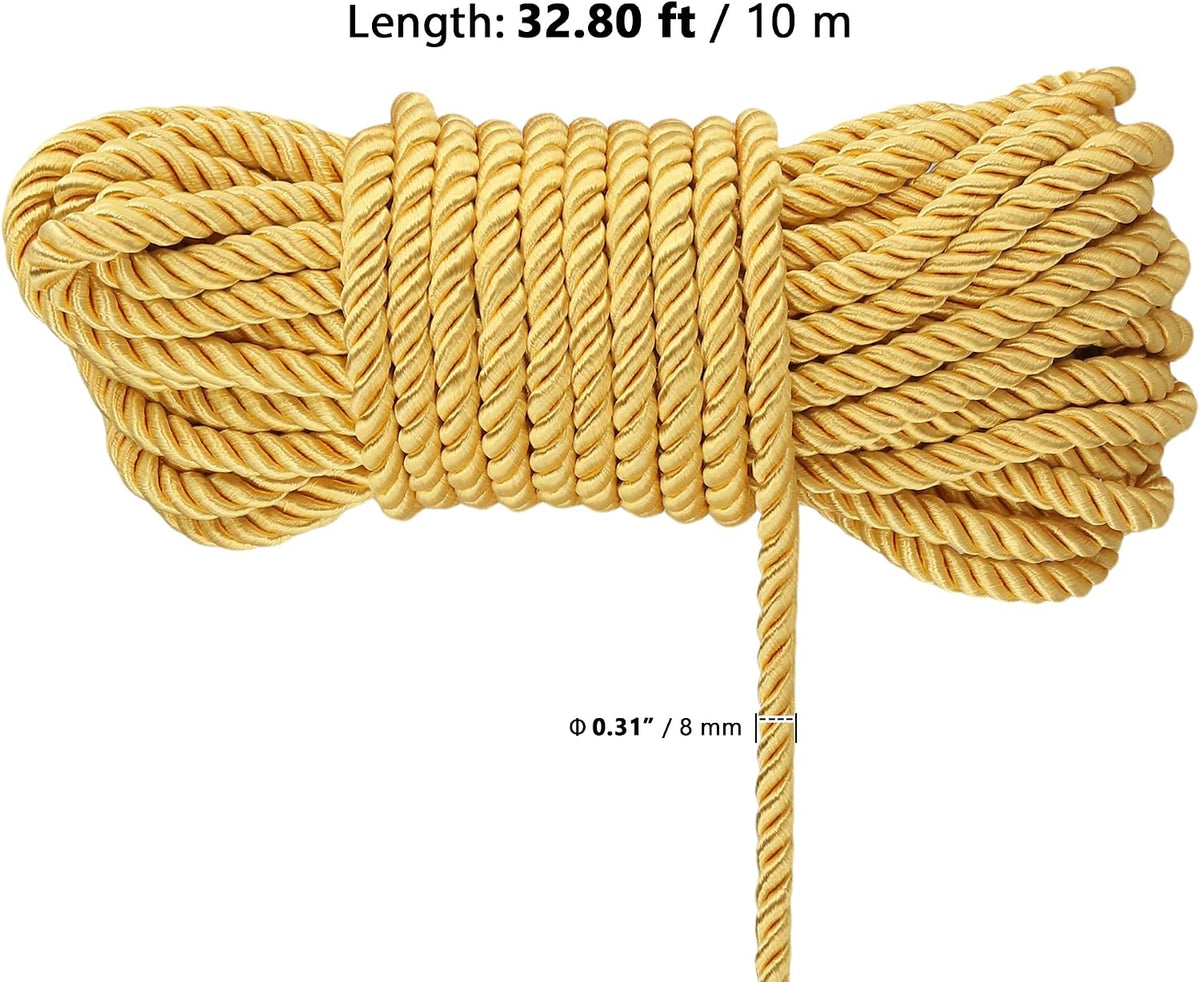 ZOENHOU Paquete de 6 cuerdas de algodón suave amarillo de 32 pies y...