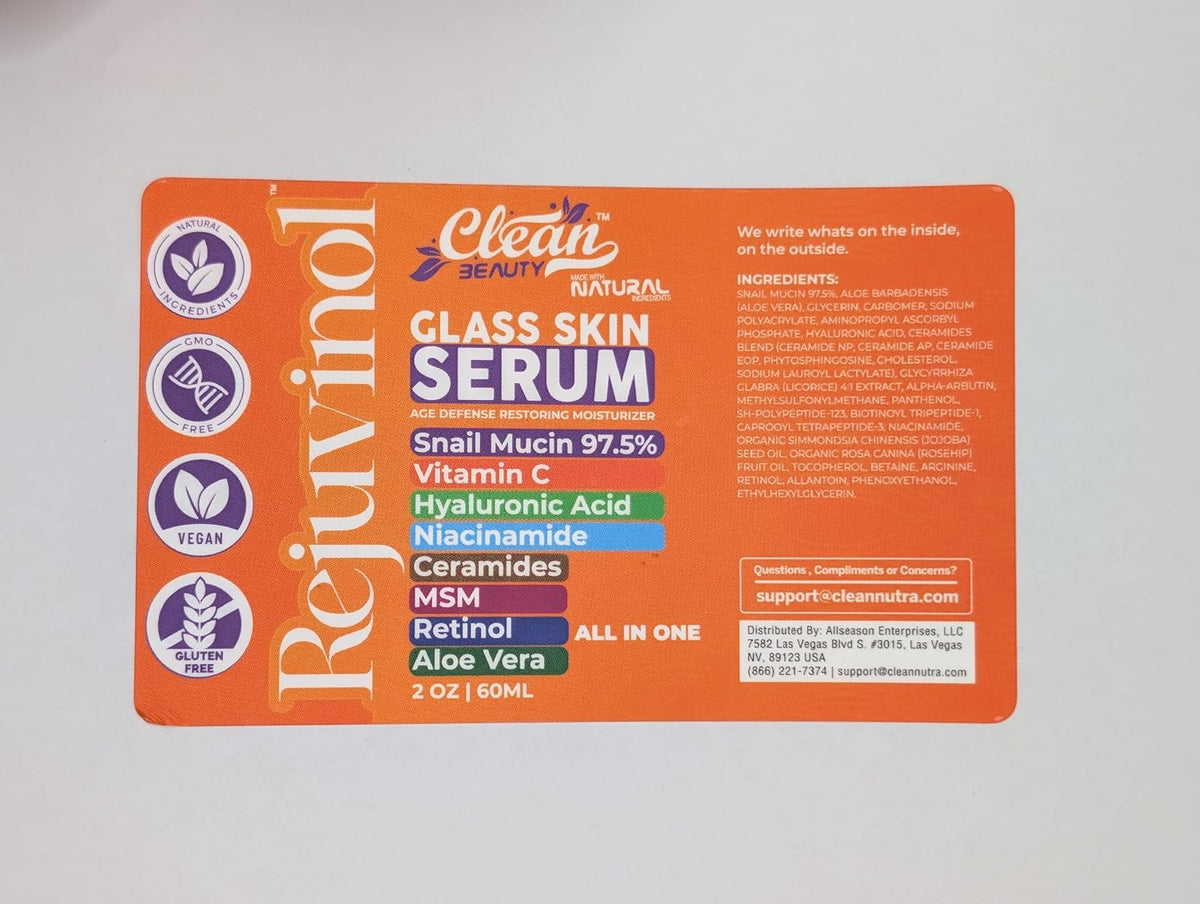 Clean Beauty Suero de mucina de caracol con vitamina C, suero facia...