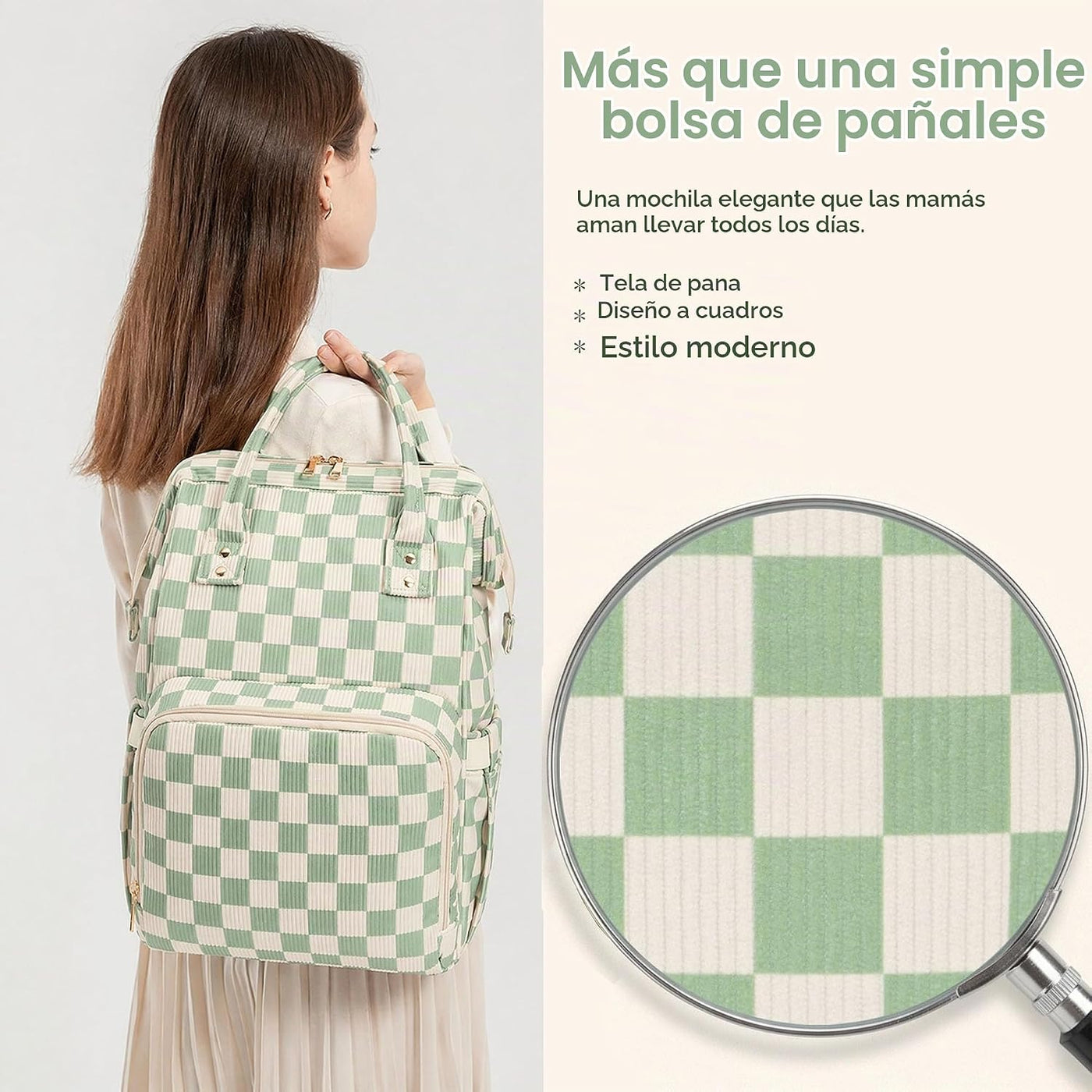 Mochila para pañales para mamá, bolsa de viaje de gran capacidad, b...