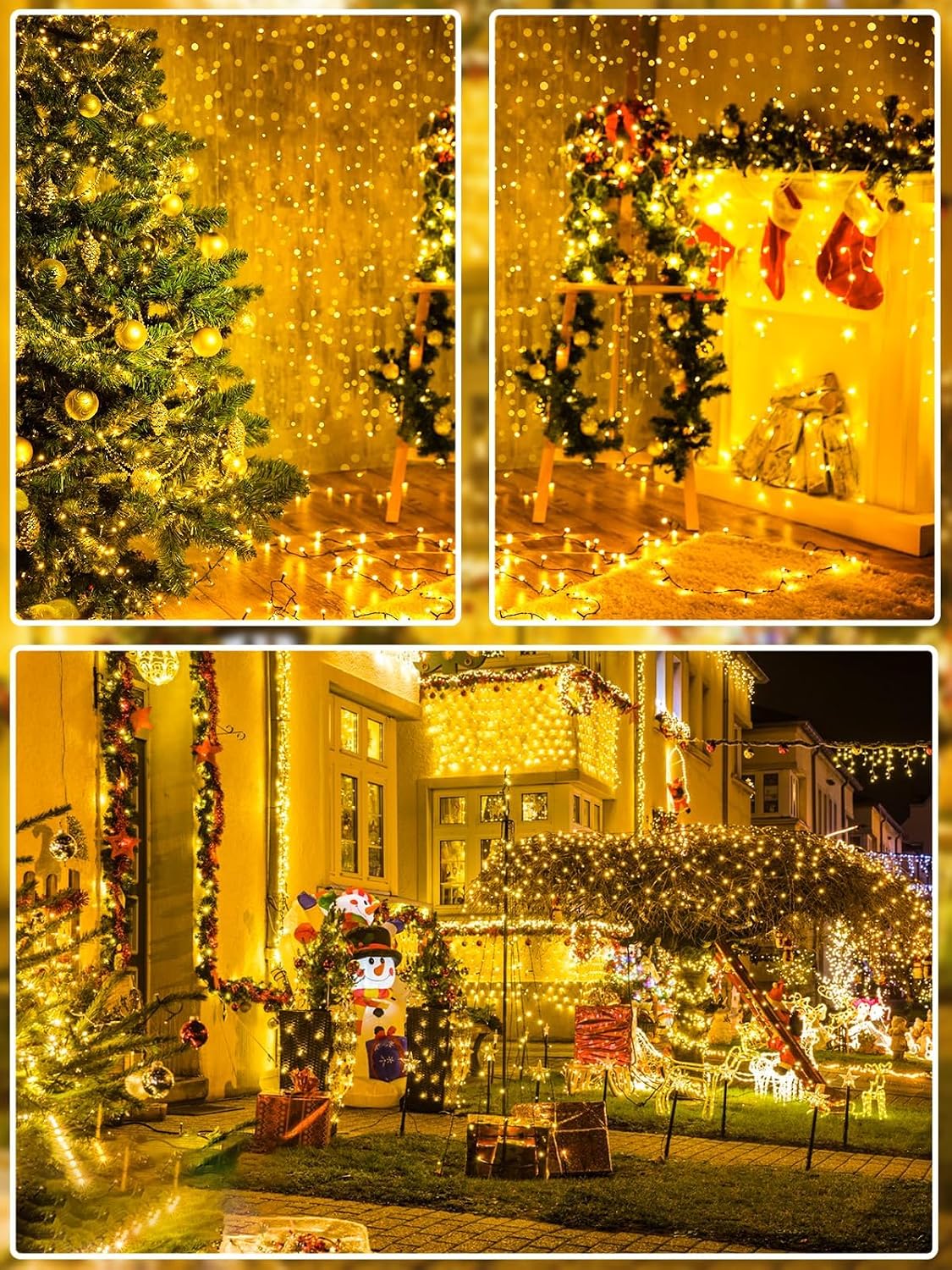 Paquete de 2 tiras de luces de Navidad extensibles para interiores...