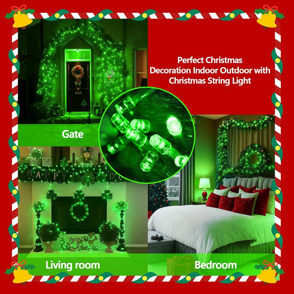 Guirnalda de 200 luces LED conectables, luces de Navidad de 66 pies...