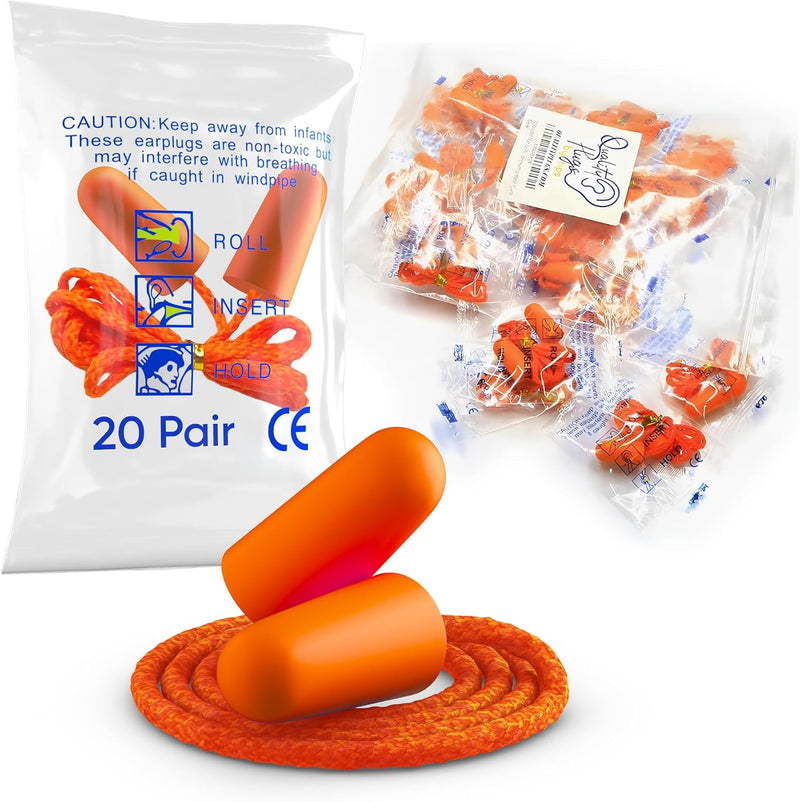 20 pares de tapones de espuma para los oídos con cable, protección...