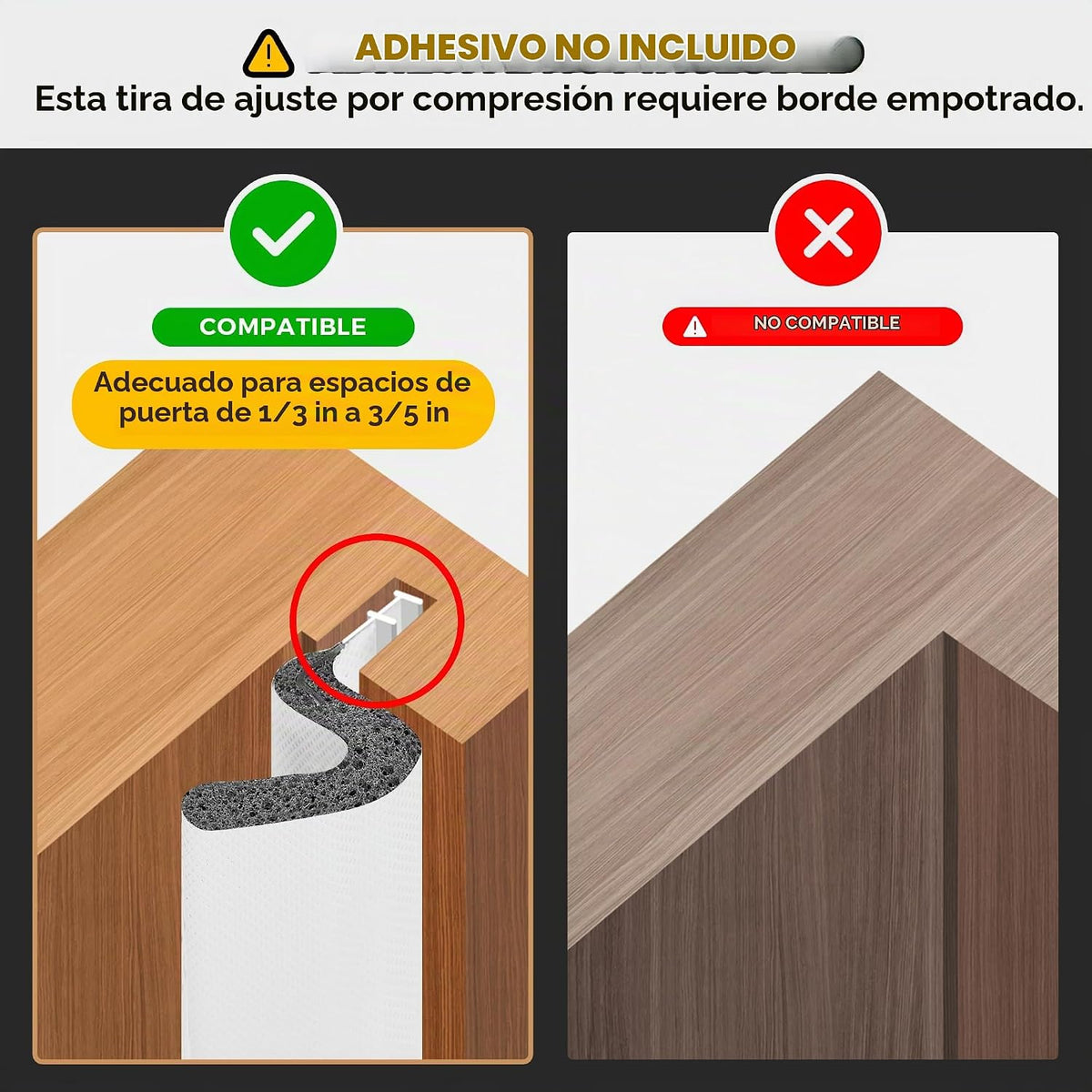 Burlete de Sellado de Puerta Tira - Espuma Insonorizada en Forma de...