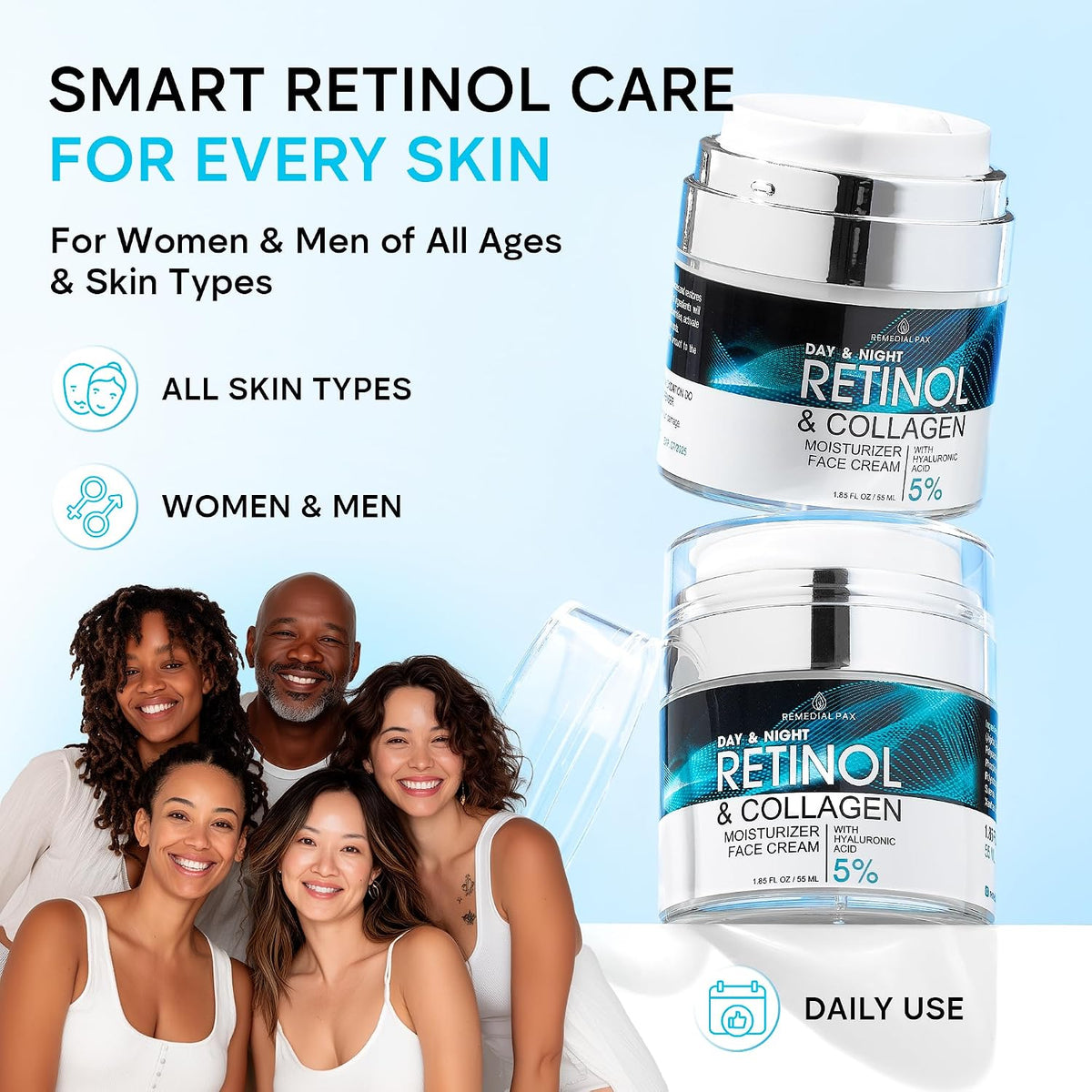 Crema hidratante facial con retinol, reafirmante de cuello con colá...