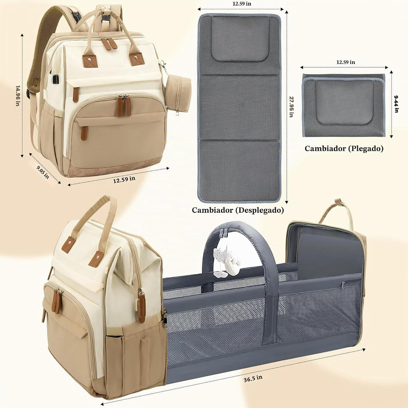 DERJUNSTAR Mochila Grande para Pañales, Bolsa de Pañales para Bebé...