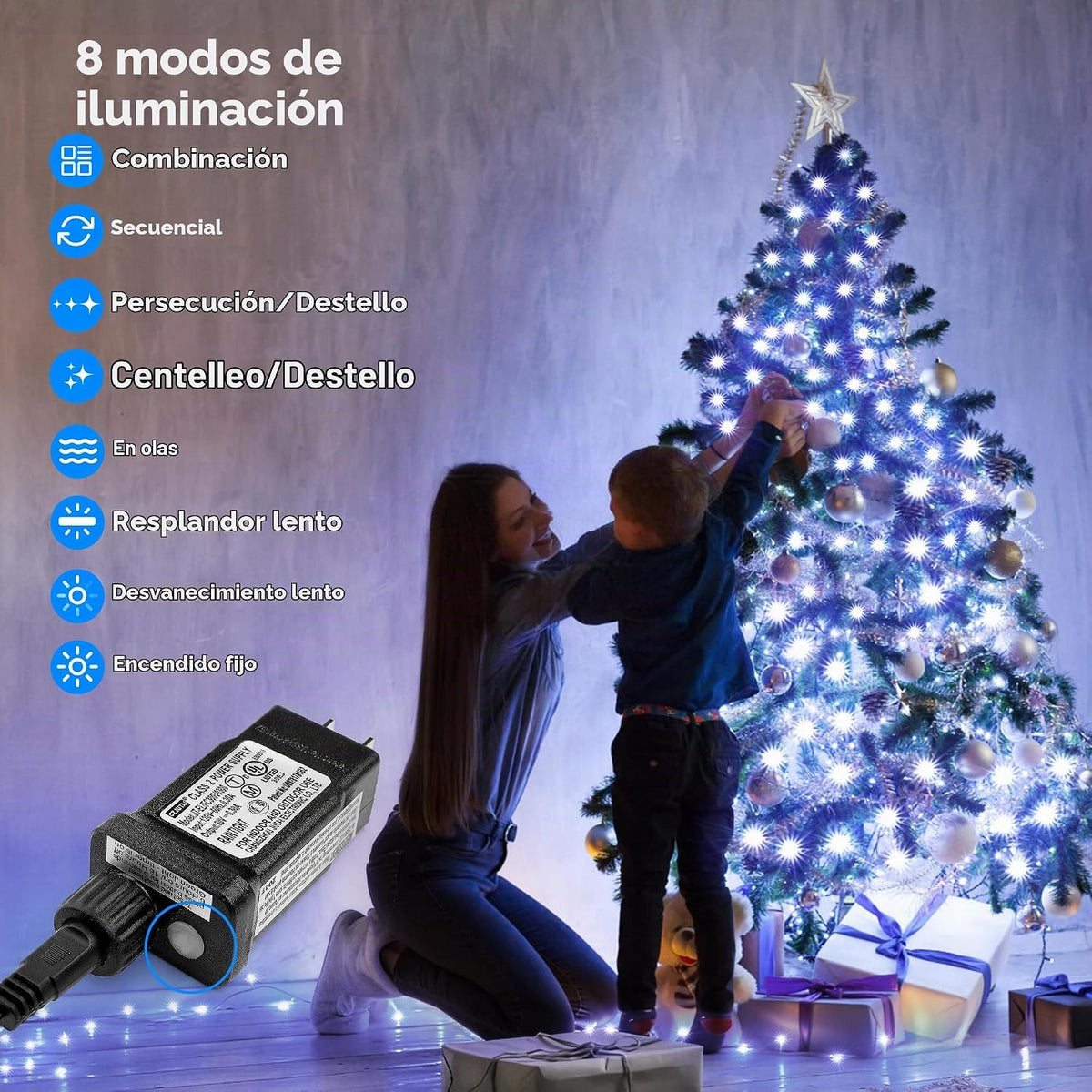 BlcTec Tira de luces de Navidad para interiores y exteriores, 300 l...