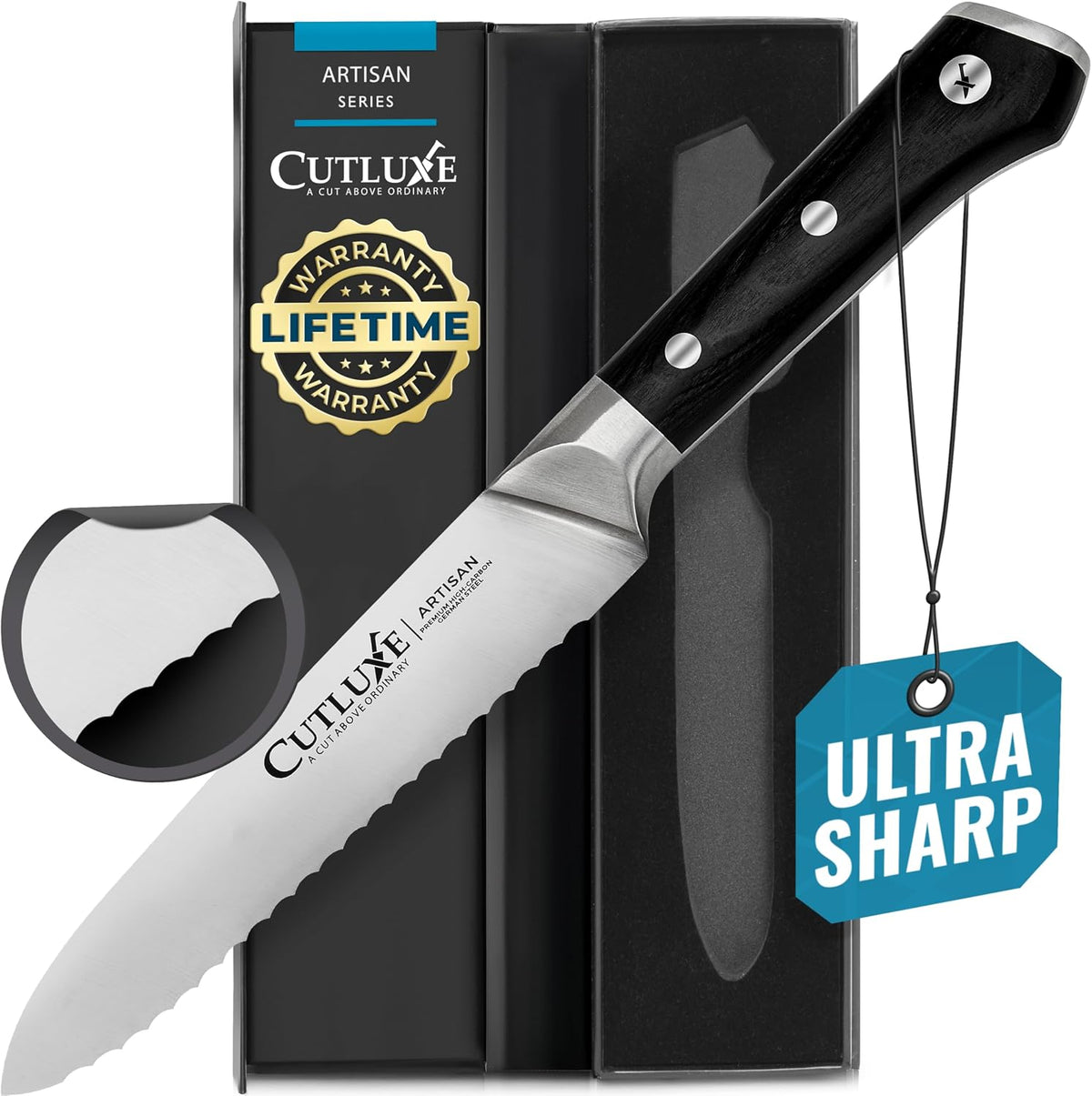 Cutluxe Cuchillo de Utilidad de Cocina \u2013 Hoja Dentada Ultra Af...