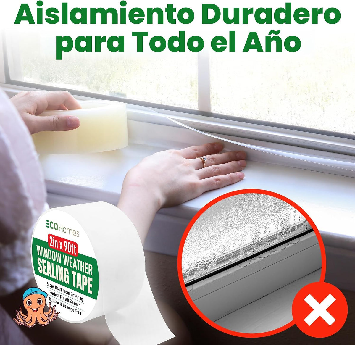 ECOHomes - Cinta de sellado para ventanas (4 pulgadas de ancho x 18...