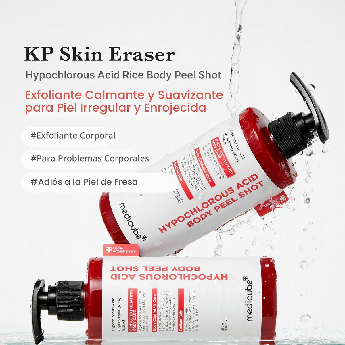 medicube Body Peel Shot Duo - Disparo corporal con ácido hipocloros...