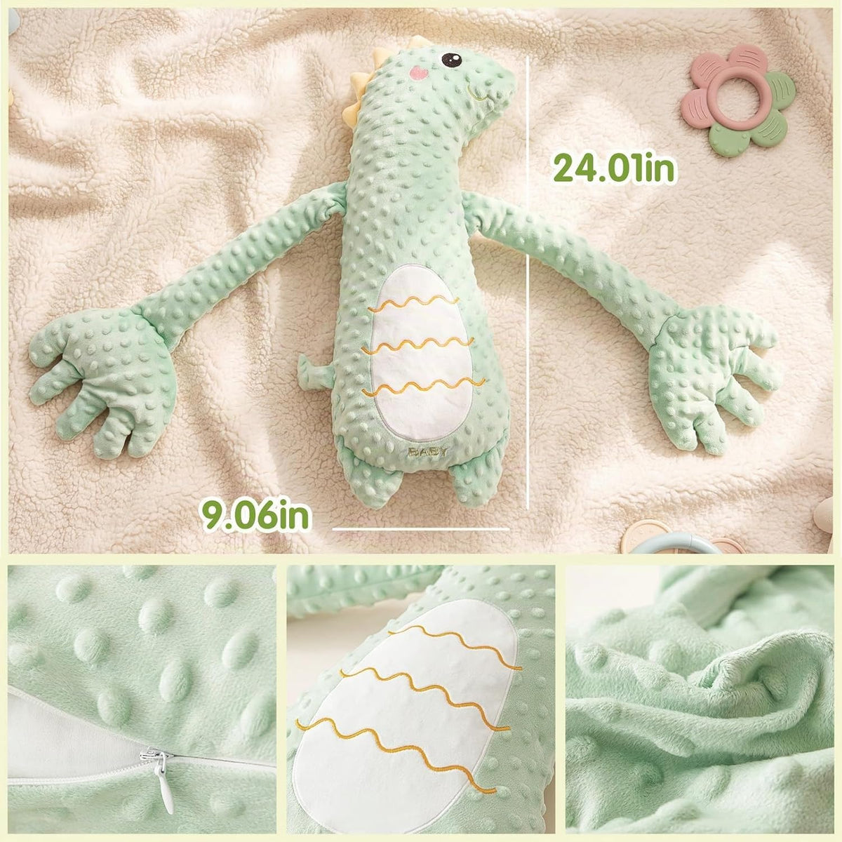 LiKiLiKi Juguete de peluche interactivo de dinosaurio verde, animal...