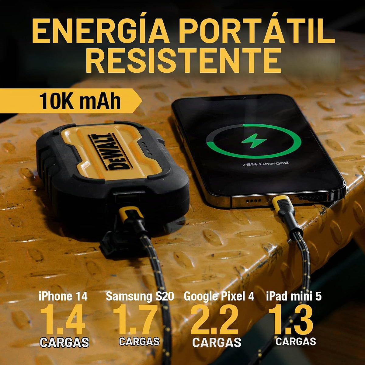 DEWALT Cargador portátil de 10 K, puerto USB-C, protectores de pant...