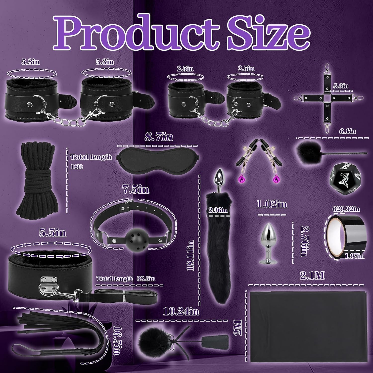 BDSM Bondage Kit de juguetes sexuales, 8 piezas, juego de bondage s...