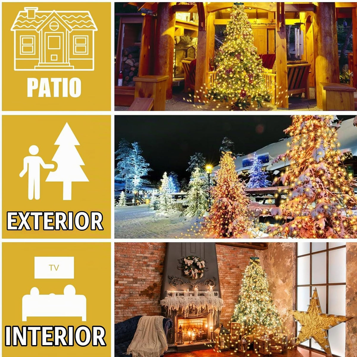 Janplay Guirnalda de luces para árbol de Navidad, 400 LED, 16 línea...