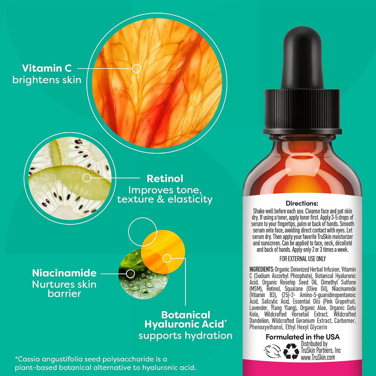 TruSkin Vitamin C-Plus Super Serum - Suero facial antiarrugas antie...