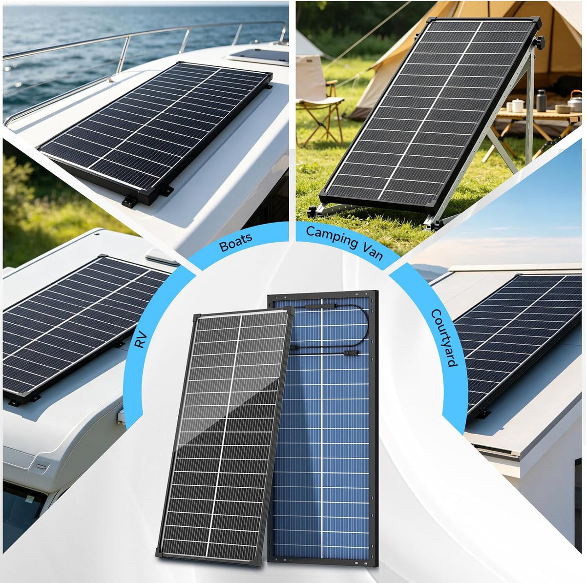 200W 2Pack 100W Paneles Solares Bifaciales 25% Alta Eficiencia N\u2...