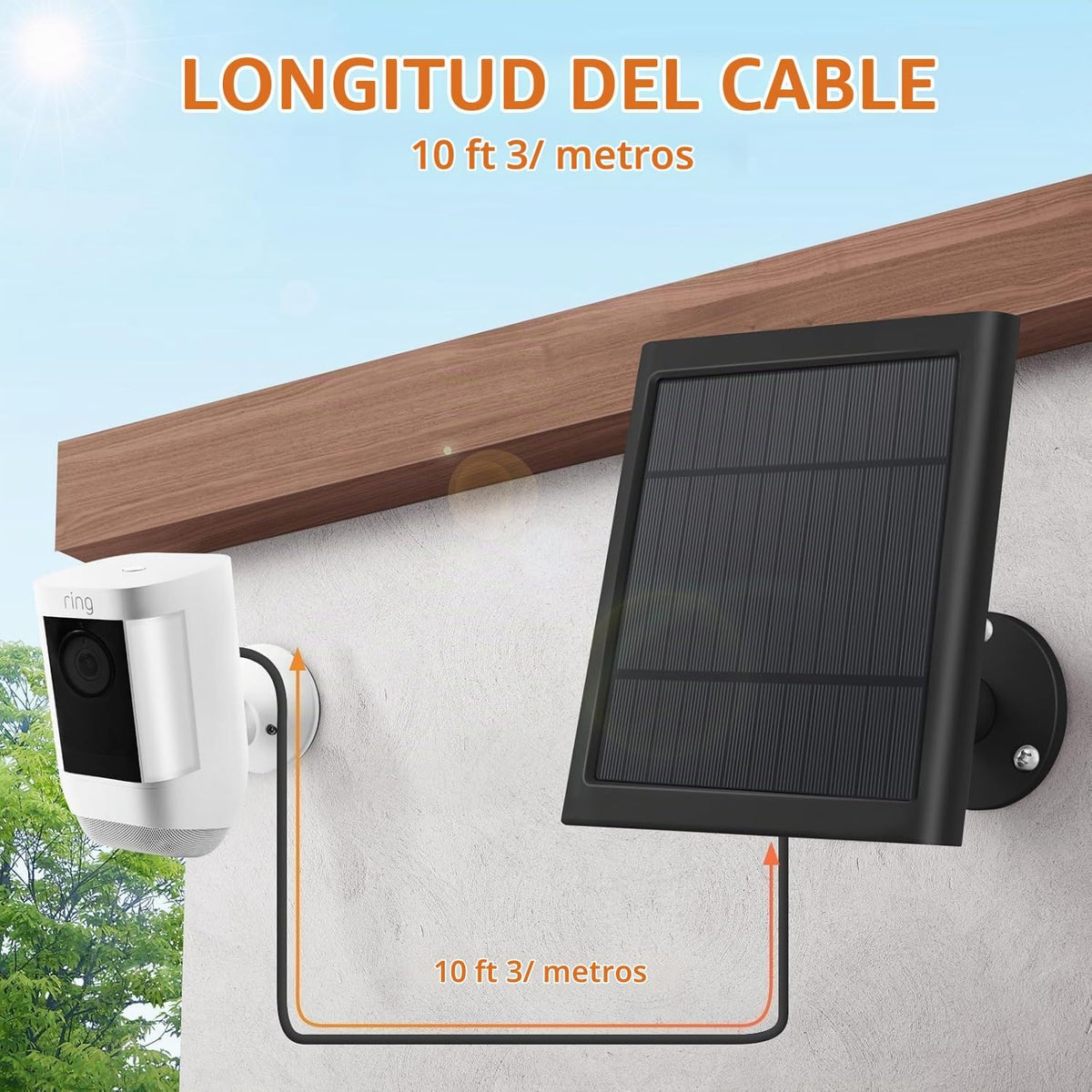 Panel solar para cámara de anillo, paquete de 3 cargadores solares...