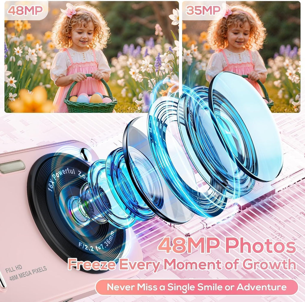 Cámara digital para niños, cámaras digitales de 48MP FHD 1080P para...