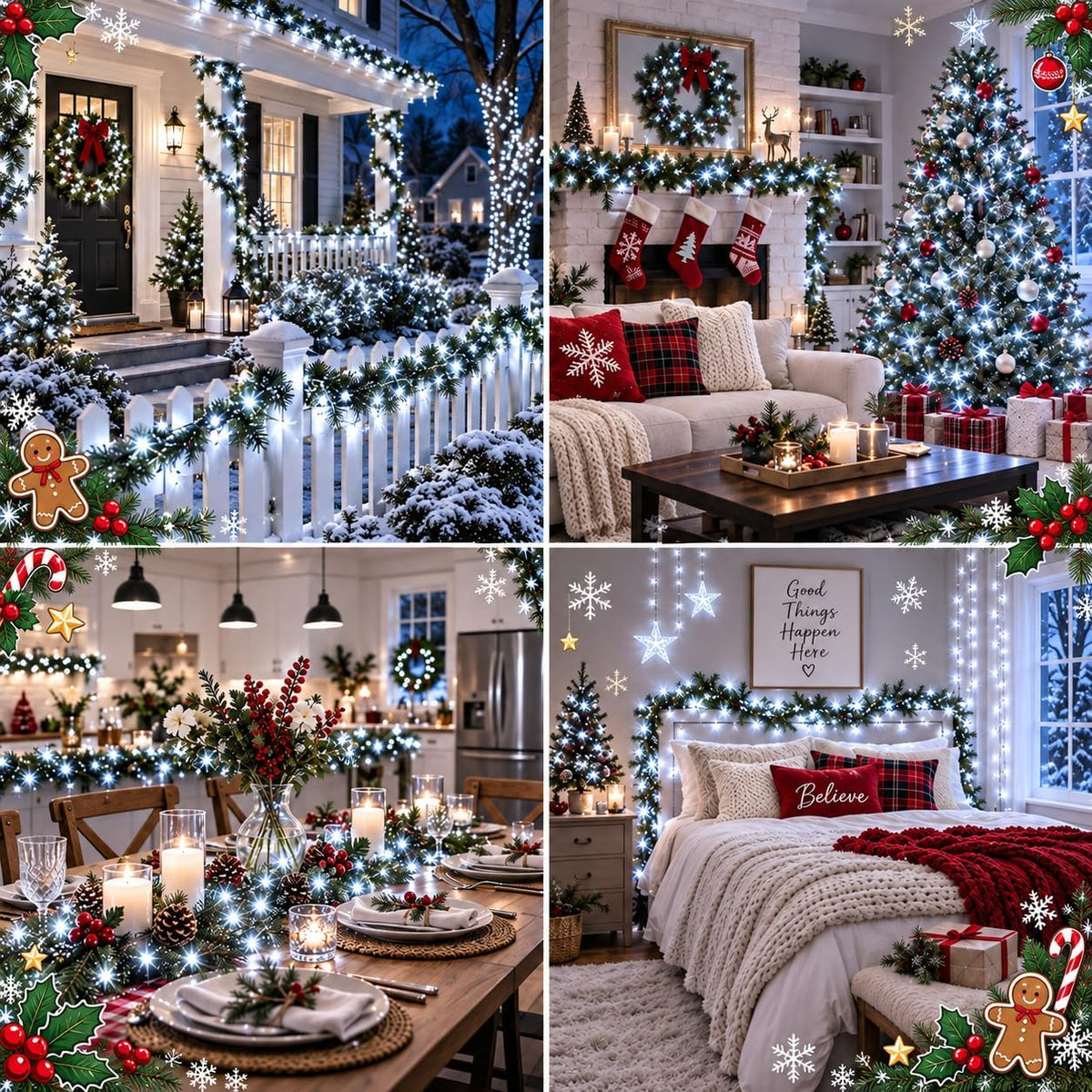 Guirnalda de luces navideñas conectables de 99 pies y 300 LED para...