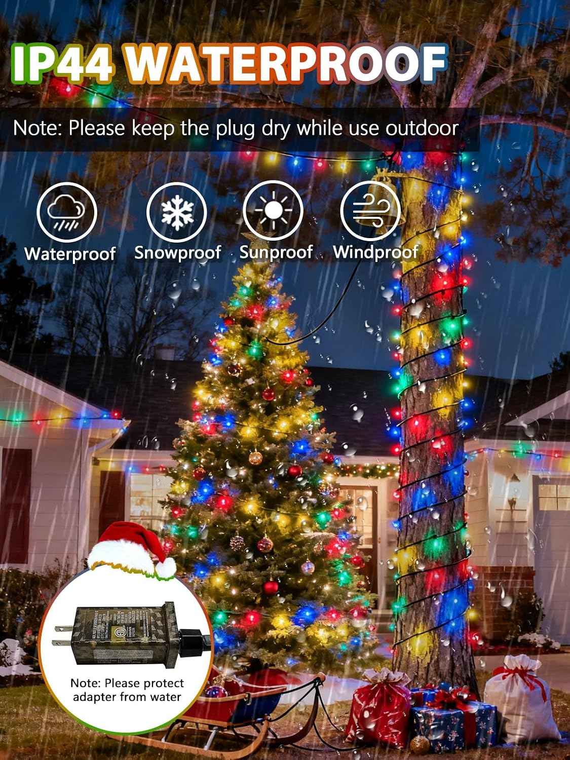 Guirnalda de luces navideñas de 300 LED, 99 pies, controladas por v...
