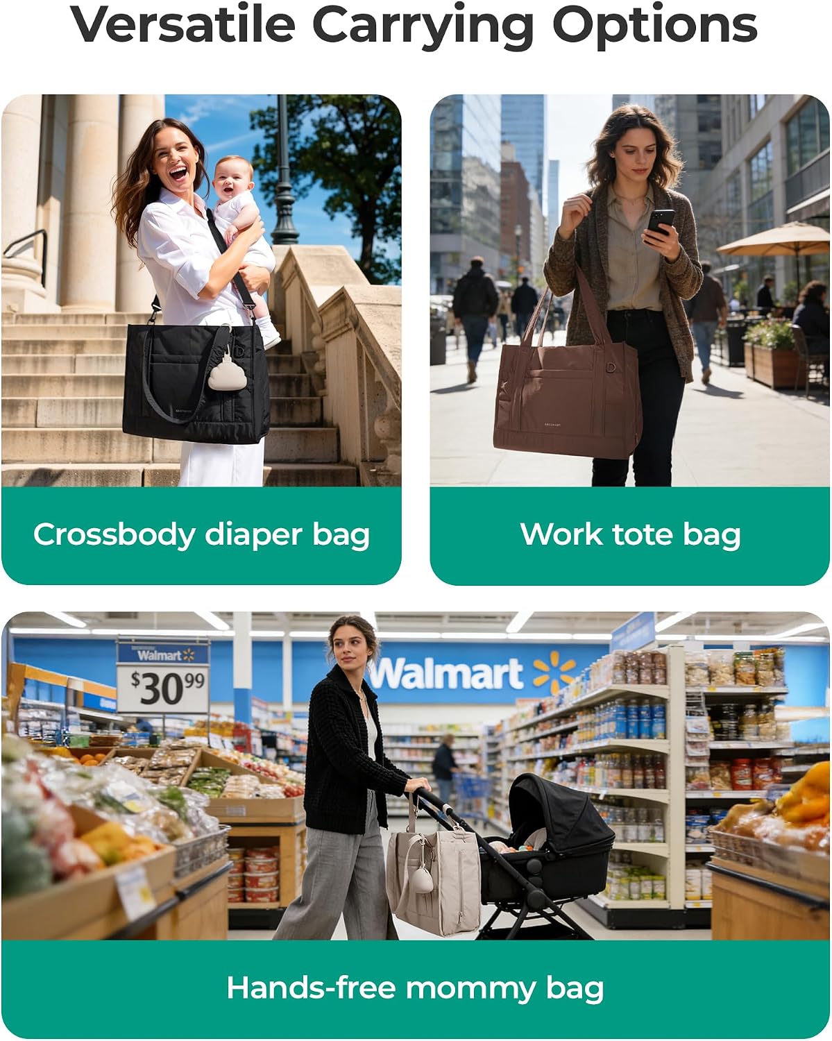 BAGSMART Bolsa de pañales ligera para viajes, trabajo | Funda para...