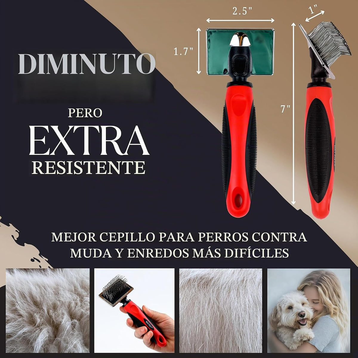 Bixy Pixy Cepillo pequeño para perros, pasadores protegidos para ma...