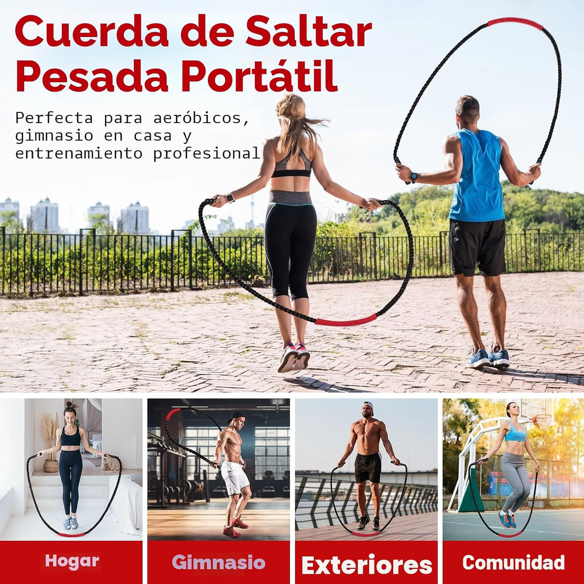 Cuerda de saltar, cuerda de saltar pesada para hombres y mujeres |...