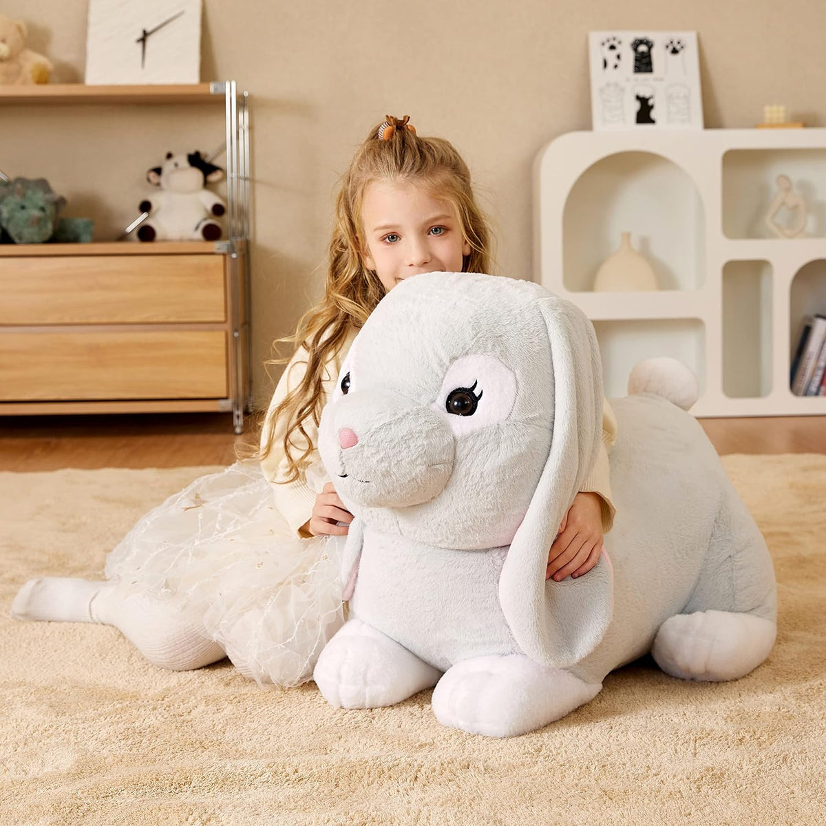 EARTHSOUND Juguete de peluche de conejo gigante, conejito realista...