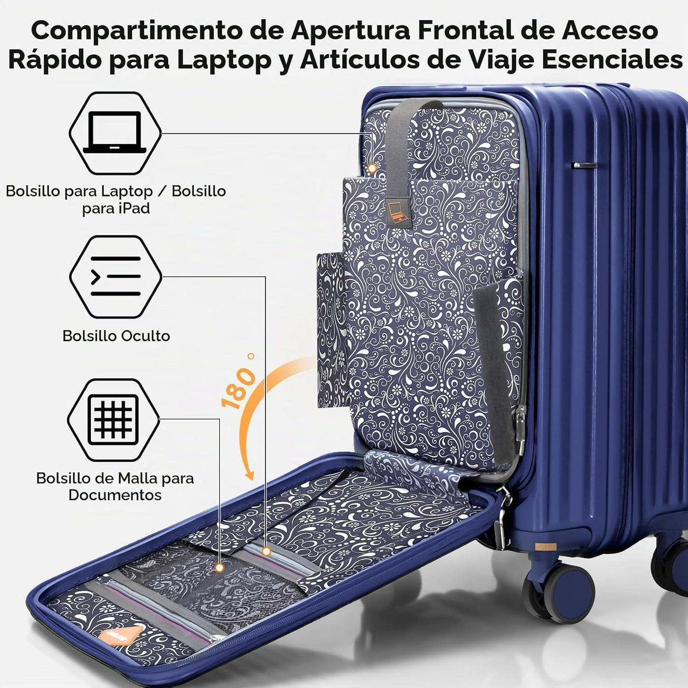 Joyway Juego de equipaje de 5 piezas con bolsillo delantero, Azul,...