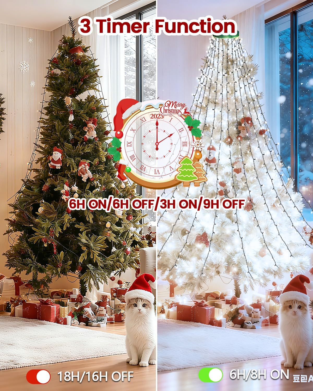 Luces de árbol de Navidad para interiores con control de voz y cont...