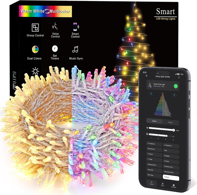 BrizLabs Luces de Navidad inteligentes, 300 luces LED que cambian d...
