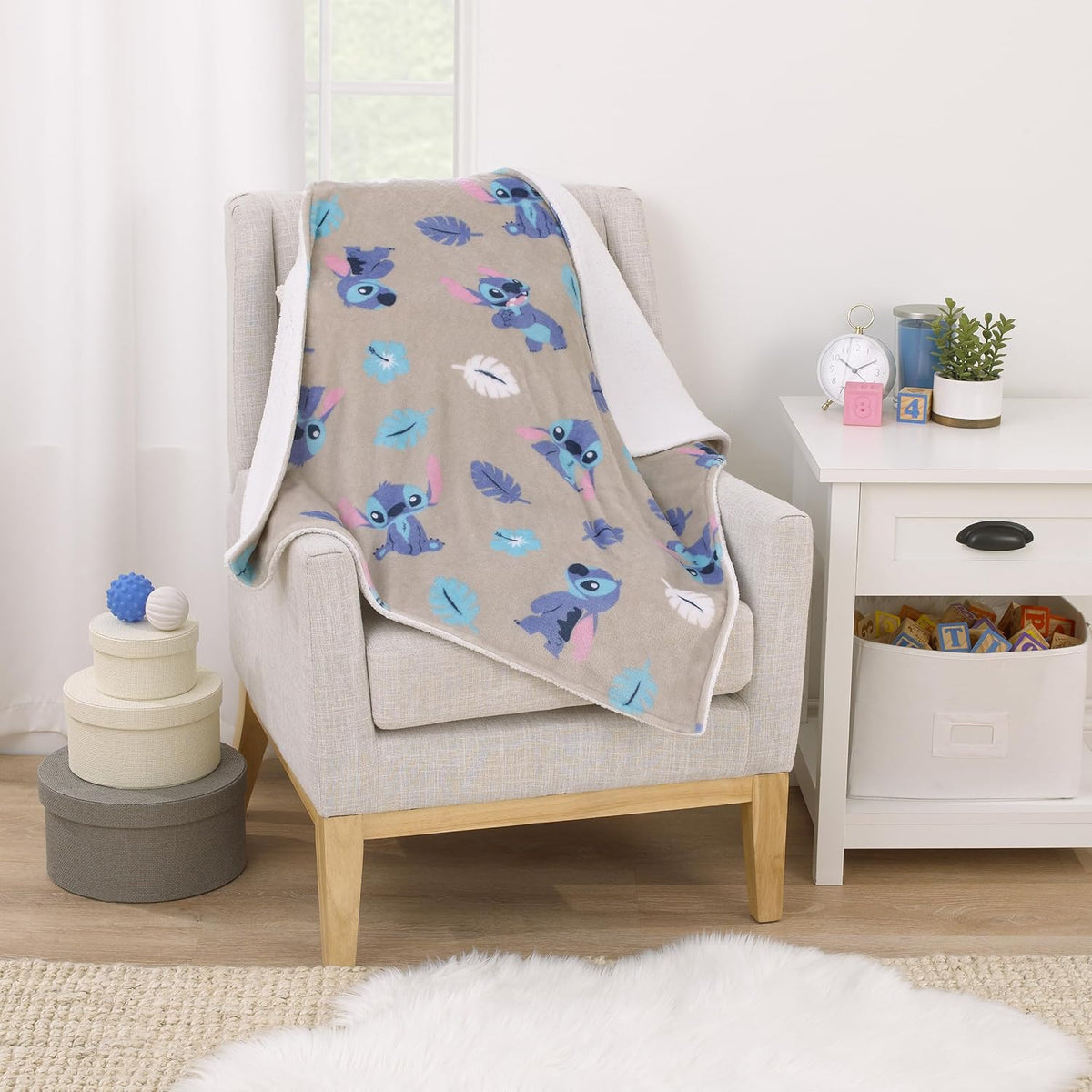 Disney Stitch - Manta de felpa sherpa súper suave color gris, azul,...