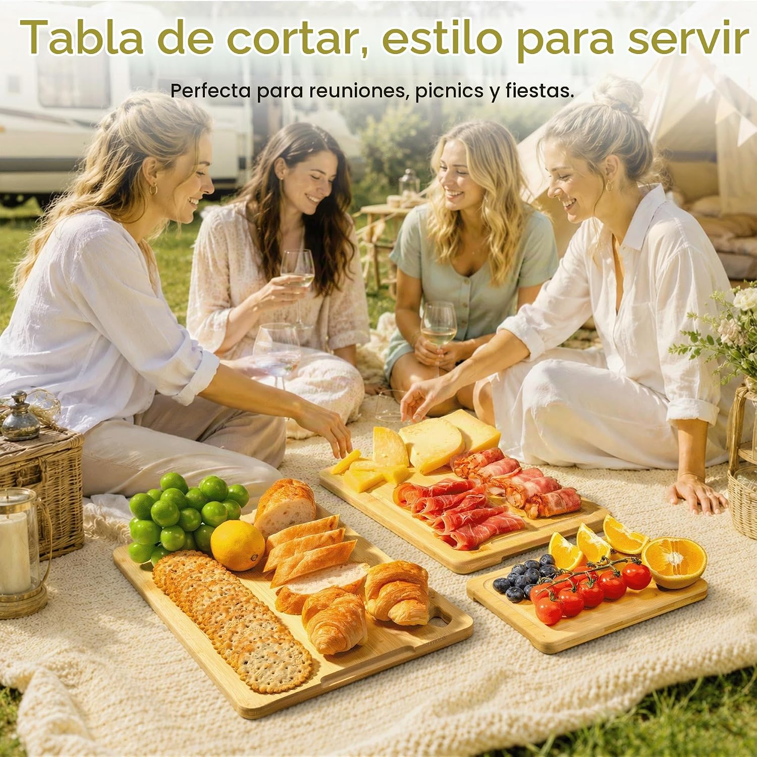 Astercook Nature - Tablas de cortar de bambú para cocina con soport...