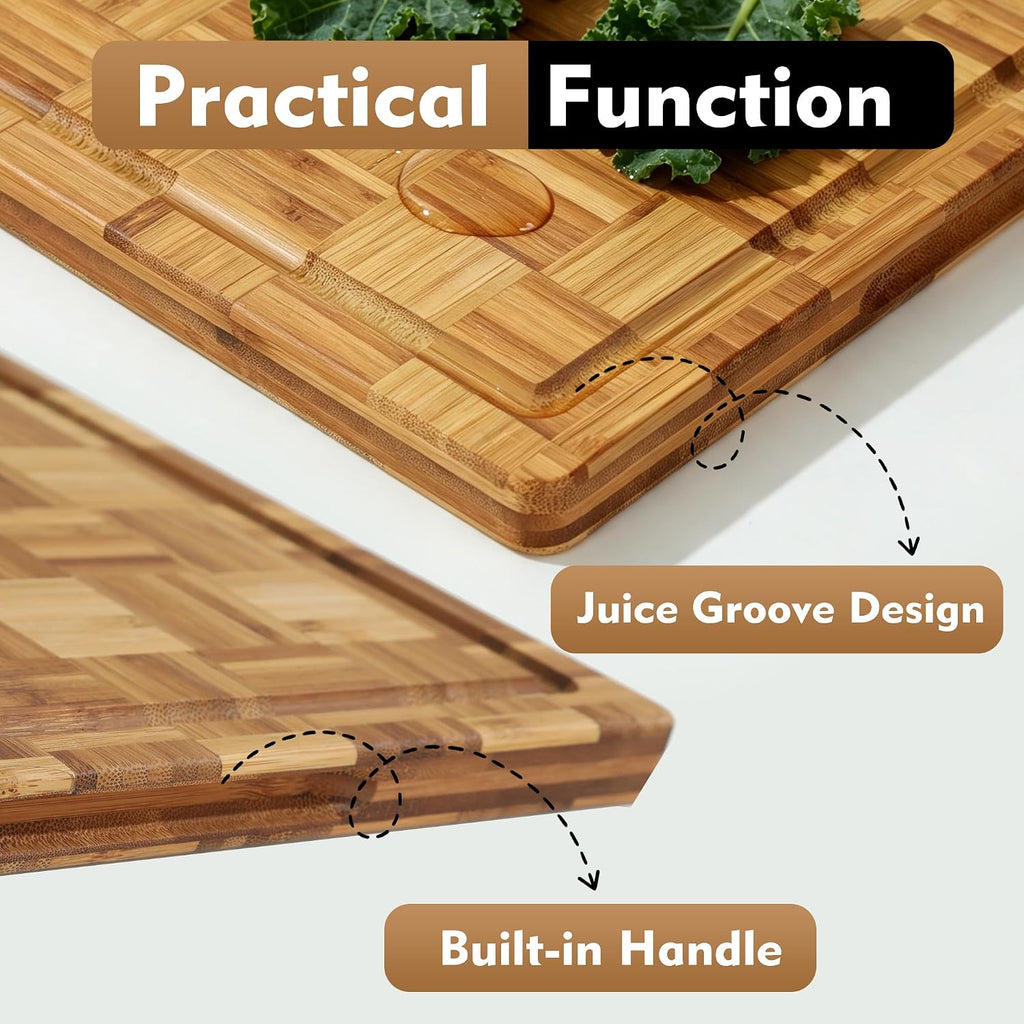 Juego de 2 tablas de cortar de bambú para madera de cocina | Tabla...