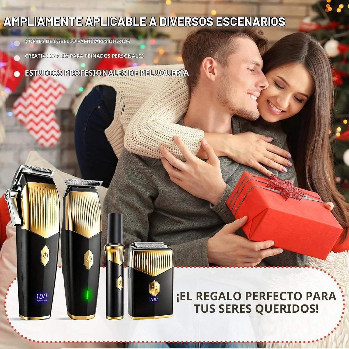 Juego profesional de cortapelos inalámbrico 4 en 1, recortadora de...