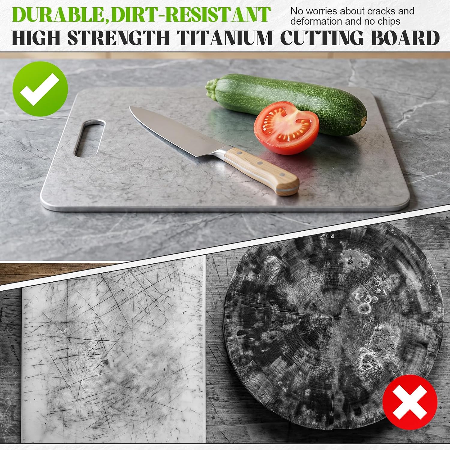 Singhoow 1 tabla de cortar de titanio para cocina, superficie de pa...