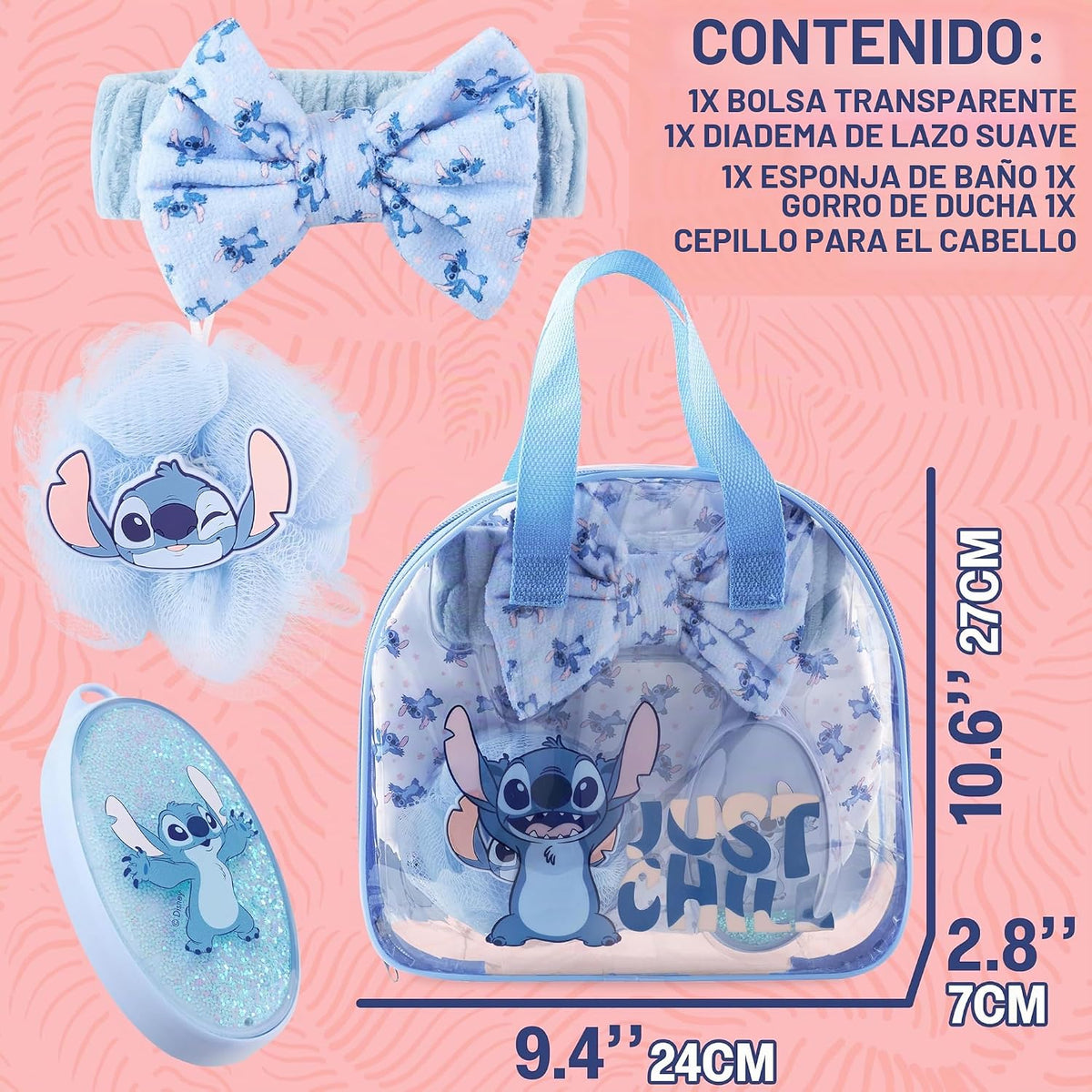 Get Trend Disney Stitch - Juego de accesorios de ducha y neceser tr...