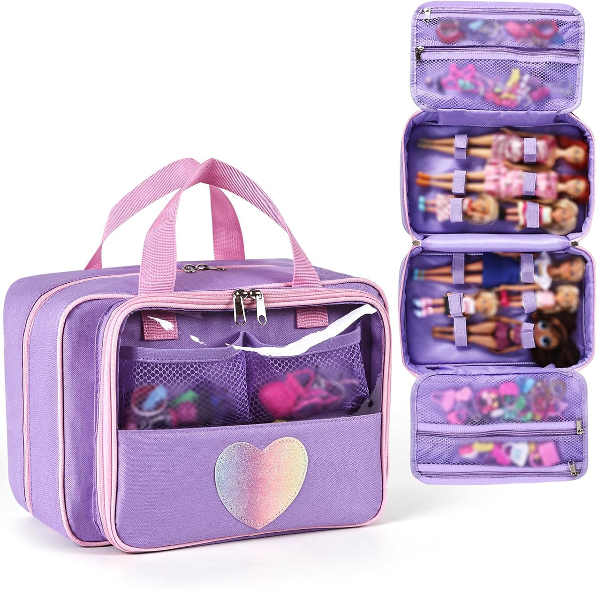 Craflakow Funda de transporte compatible con muñecas Barbie de 12 p...