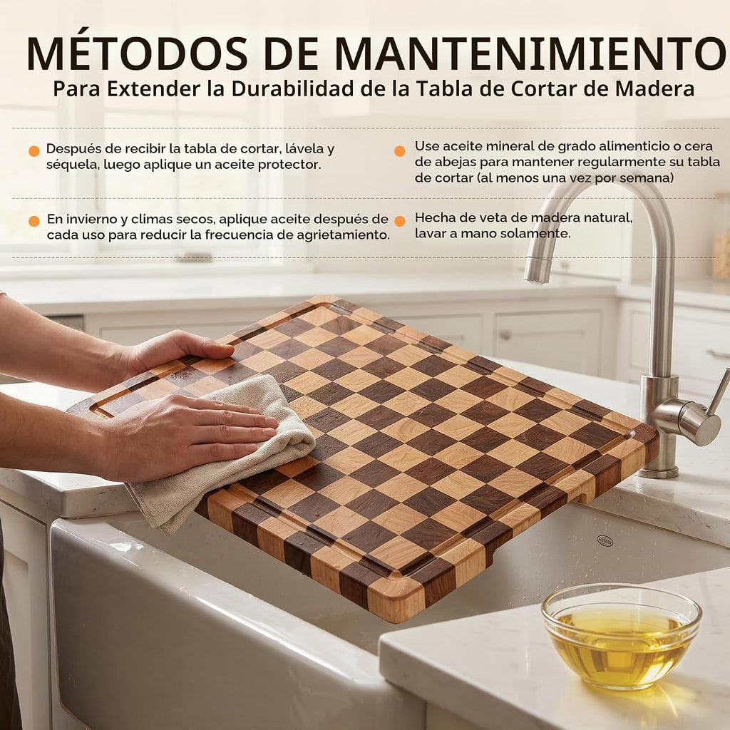 THETCHRY Tablas de Cortar para Cocina, Tabla de Cortar a Cuadros Me...