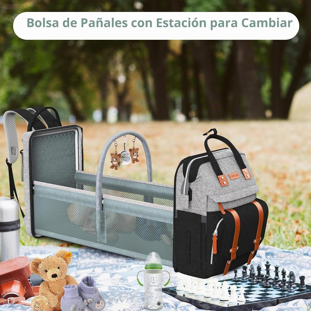 ISMGN Mochila para pañales con cambiador, bolsa de pañales para beb...