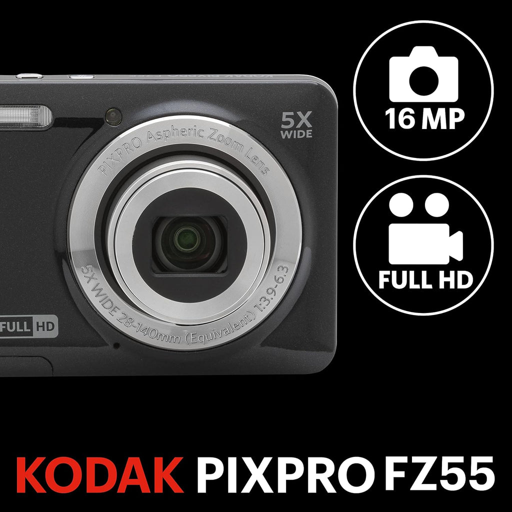 KODAK PIXPRO FZ55 - Cámara digital compacta de 16 MP, zoom óptico 5...
