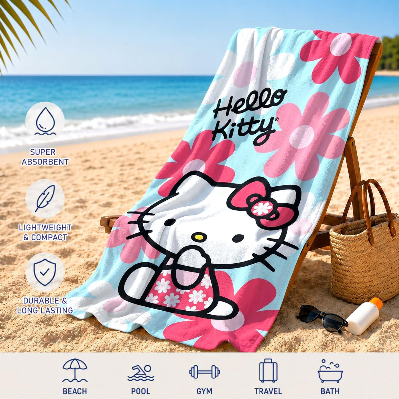 Hello Kitty Paquete de 2 toallas de playa \u2013 Paquete con toalla...