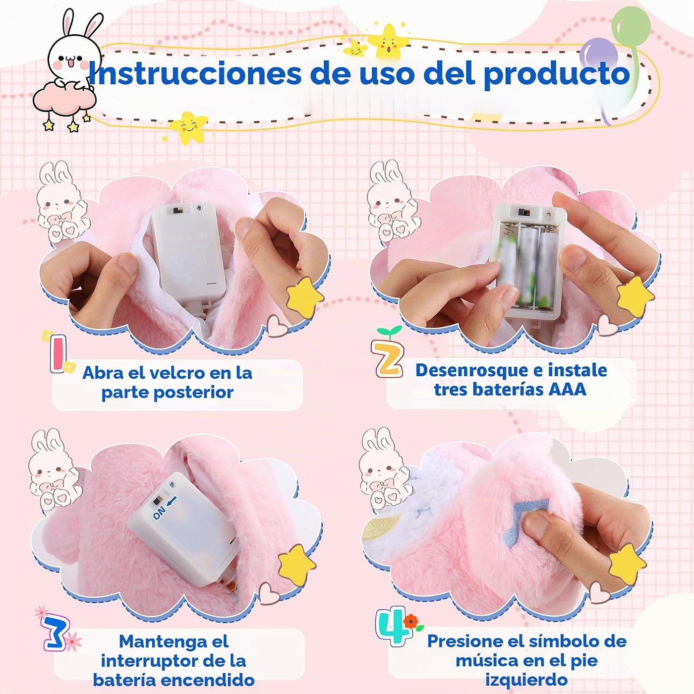 MIAODAM Peluche de Conejito que Respira - Peluche de Conejo Rosa Re...